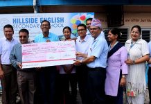 भोटेकोशी बाढी पीडितका लागि हिलसाइड इंङ्गलिस स्कुलको ५१ हजार बढी सहयोग